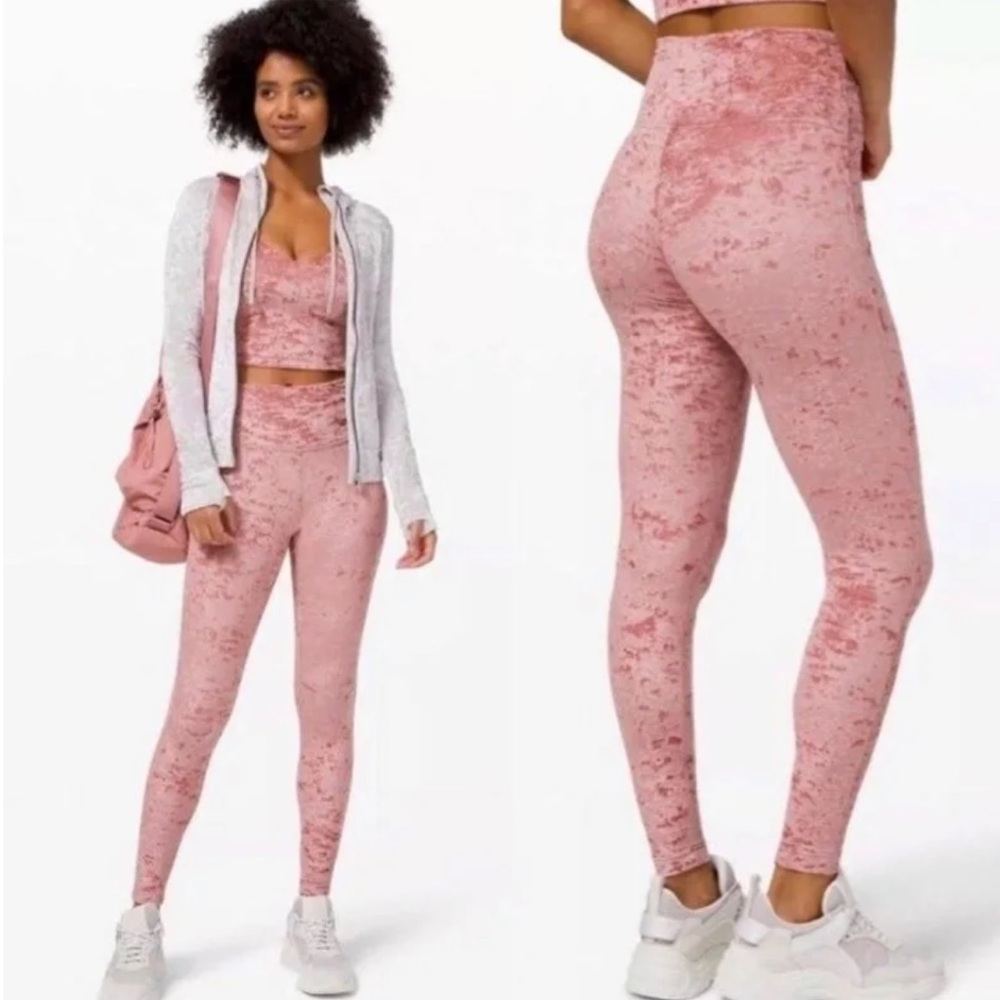 Lululemon Limited Edition Pink Crush Velvet Leggings SIZE 2